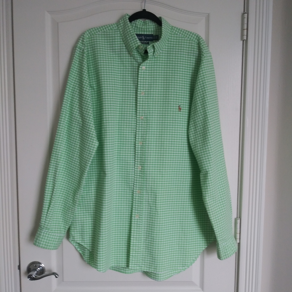 Polo Ralph Lauren Shirt Green/White Check LT tall